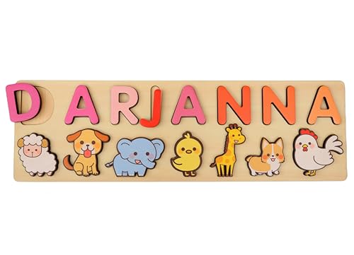 Vnque Personalized Wooden Name Puzzles for Kids
