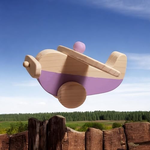 Cute Wooden Airplane Toy for Toddlers Handmade and Natural