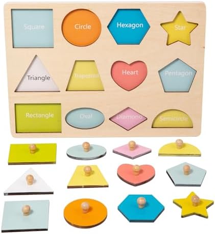 Adena Montessori Shape Peg Puzzle Set 12 Pieces
