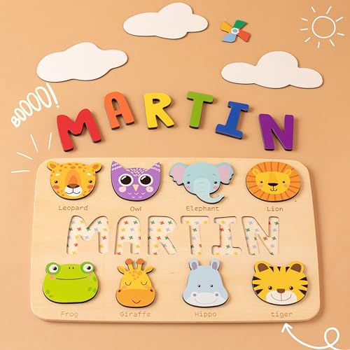 Personalized Name Puzzle for Toddlers - Custom Animal Design
