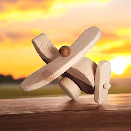 Wooden Airplane Toy for Toddlers Natural Handmade