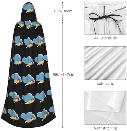 Little Girl on Clouds Prints Hooded Cloak for Halloween