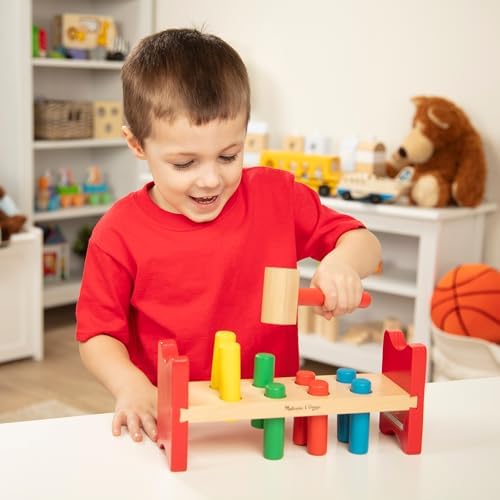 Melissa Doug Deluxe Wooden Pound-A-Peg Toy With Hammer 1
