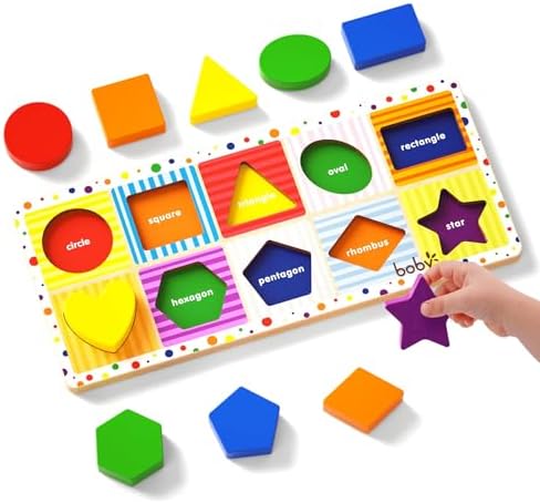 Dailyfunn Wooden Shape Puzzle 10 PCS Toddler 1-3 Years