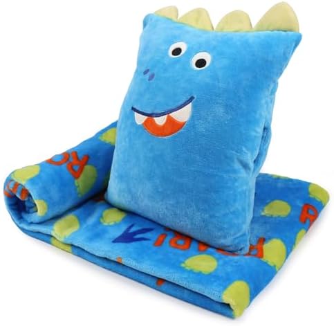3 in 1 Dinosaur Travel Pillow and Blanket Set for Kids