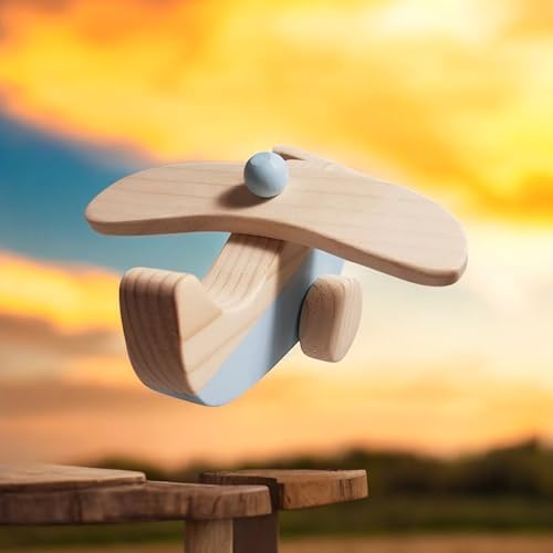 Wooden Airplane Toy Handmade Natural Wood Pull Toy for Toddlers