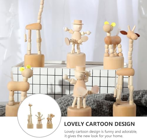 3Pcs Wooden Finger Puppets for DIY Crafts and Decor