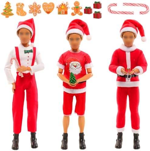 Miunana 12 Inch Boy Christmas Doll Outfit 17 PCS