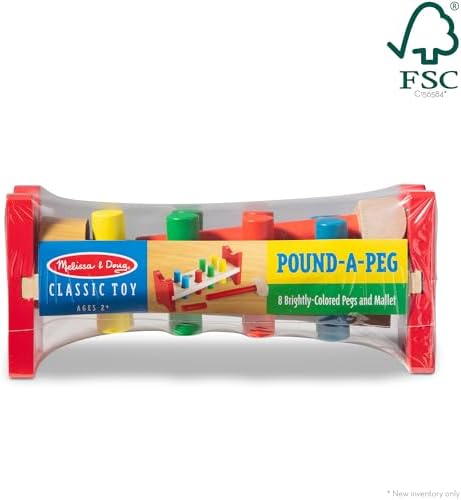 Melissa Doug Deluxe Wooden Pound-A-Peg Toy With Hammer 1