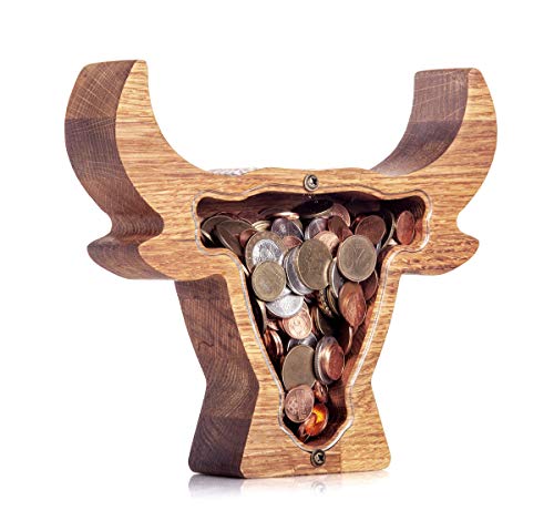 Bull Wooden Piggy Bank Montessori Waldorf Toy 2 Sizes