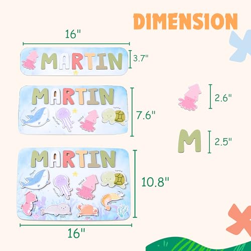 Custom Name Puzzle for Toddlers 1-3 - Sea Animal Design