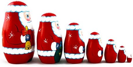 MATRYOSHKAHANDICRAFT 7 Piece Santa Claus Nesting Doll Set Wooden Hand Painted