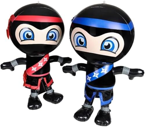 Set of 2 Inflatable Ninja Party Decorations Red Blue