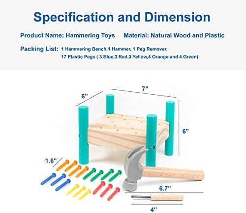 OUJILA Wooden Baby Workbench Pounding Hammer Toy