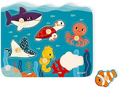 Janod Ocean Puzzle for Toddlers 7 Pieces Ages 18 Months