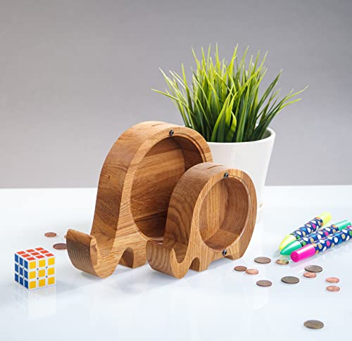 Wooden Elephant Piggy Bank - 3 Sizes for Kids