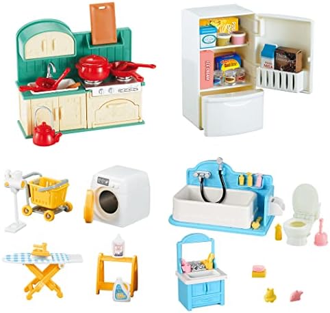TAKIHON Dollhouse Furniture Kitchen Bathroom Set for Kids