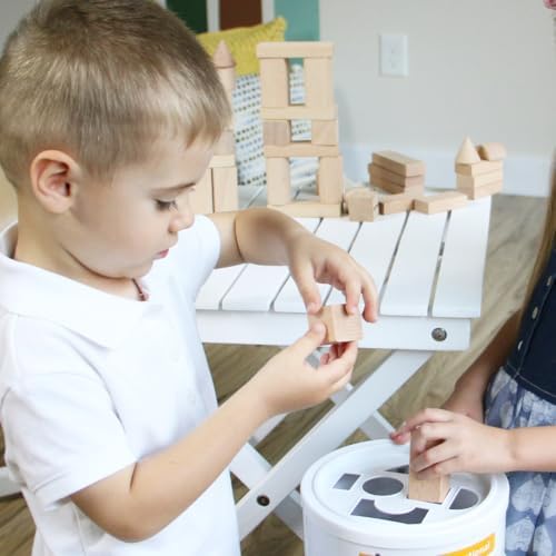 Pidoko Kids Wooden Blocks - 100 Pcs with Storage