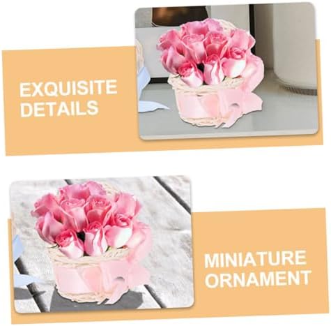 Toddmomy Mini Woven Flower Basket for Dollhouse DIY