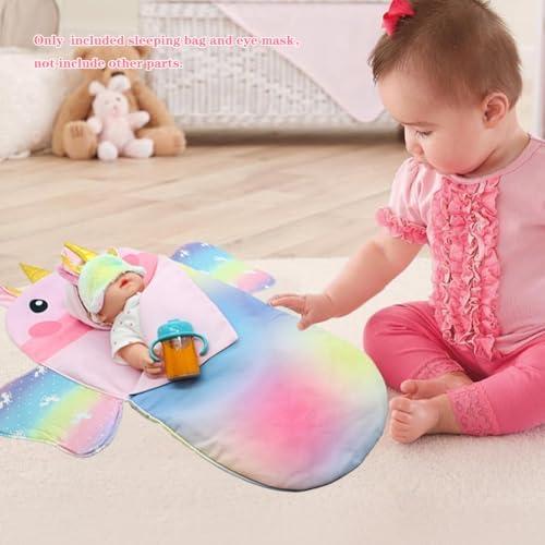 Ferberbears Rainbow Unicorn Doll Sleeping Bag Playset