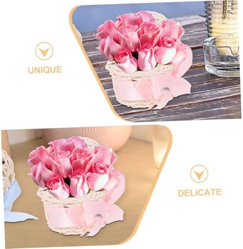 Toddmomy Mini Woven Flower Basket for Dollhouse DIY