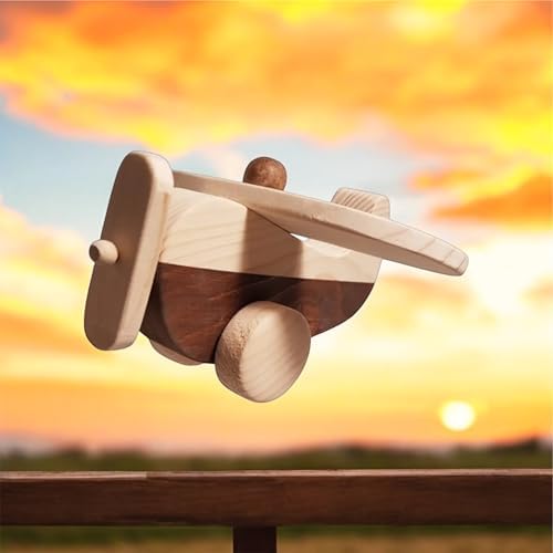 Wooden Airplane Toy for Toddlers Natural Handmade