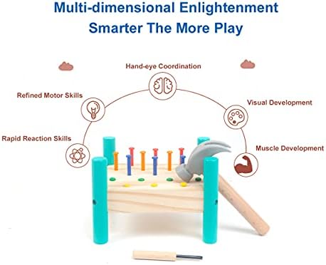 OUJILA Wooden Baby Workbench Pounding Hammer Toy