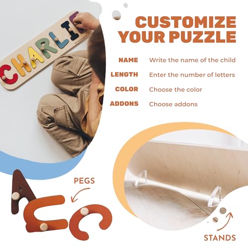Personalized Wooden Name Puzzle for Kids 1-3 Years Old