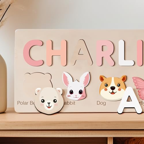 Personalized Wooden Name Puzzle with Animal Theme for Toddlers