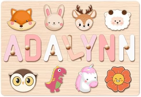 Personalized Name Puzzle for Kids Custom Baby Gift with Engraved Greetings