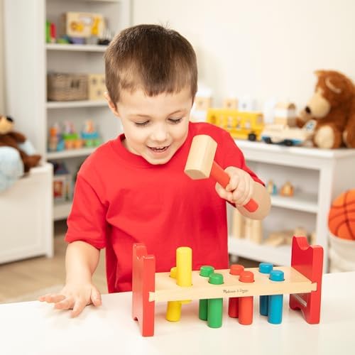 Melissa Doug Deluxe Wooden Pound-A-Peg Toy With Hammer 1