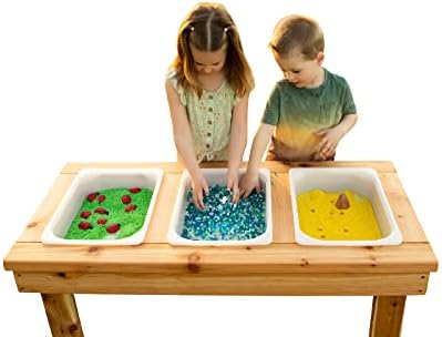 Noble Wooden Toy Co Triple Bin Sensory Table for Toddlers