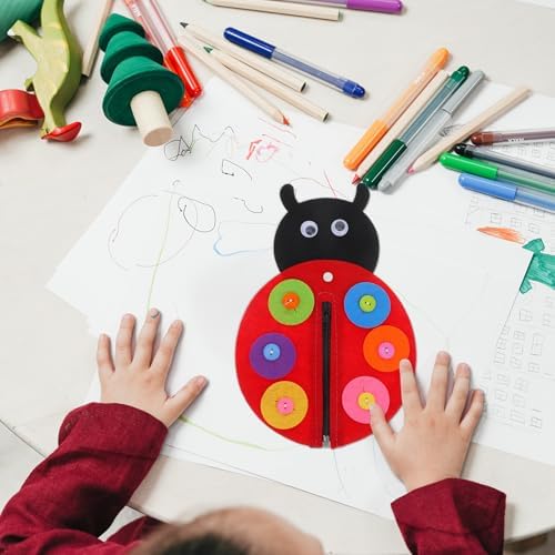 SUPVOX Felt Ladybird Zipper DIY Craft Kit for Kids