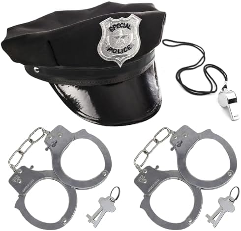 3 Otters Police Hat with Whistle and Accessories Set for Kids
