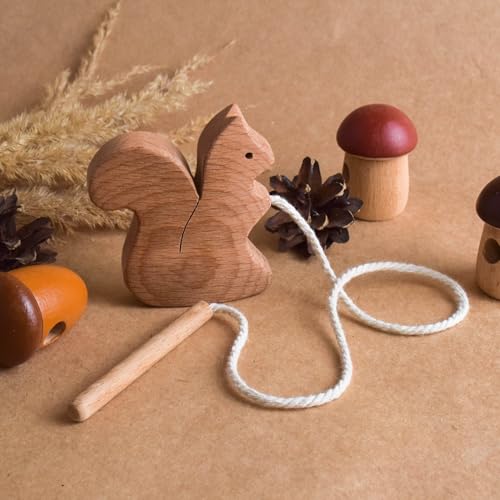 Wooden Lacing Toy Squirrel Montessori Educational Toy