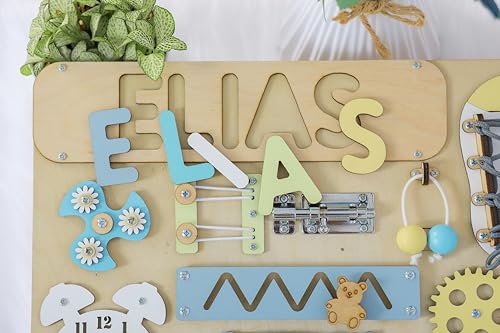 Custom Name Puzzle for Toddlers Wooden Busy Board