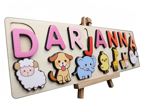 Vnque Personalized Wooden Name Puzzles for Kids