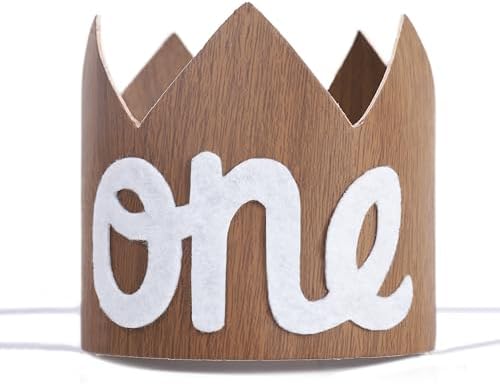 1st Birthday Mini Wood Crown Hat for Boys - Woodland Smash Cake Crown
