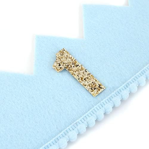 Baby Boys Birthday Crown - Blue Felt Hat for Kids
