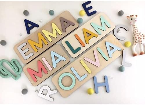 Custom Wooden Baby Name Puzzle 1st Birthday Gift