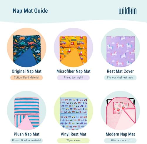 Wildkin Kids Nap Mat with Pillow - Cozy Sleep Mat for School Travel