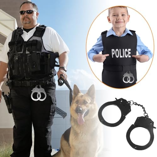 2Pcs Metal Toy Handcuffs with Keys for Halloween Play Props