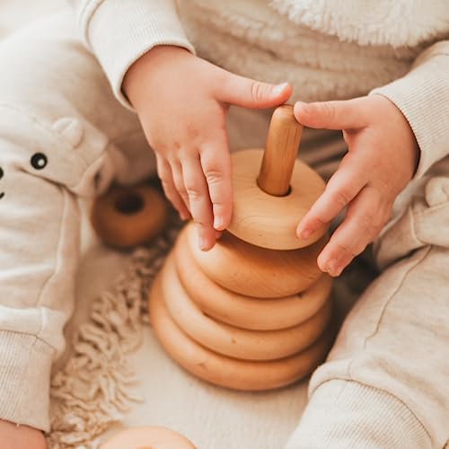 Busy Puzzle Wooden Stacking Toy Montessori Pyramid for Toddlers