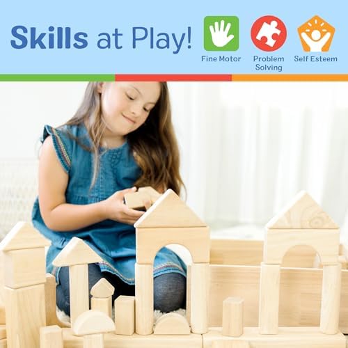 Melissa Doug 60pc Solid-Wood Building Blocks With Storage Tray