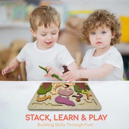 Chippi Co Wooden Peg Puzzles for Toddlers 1-3