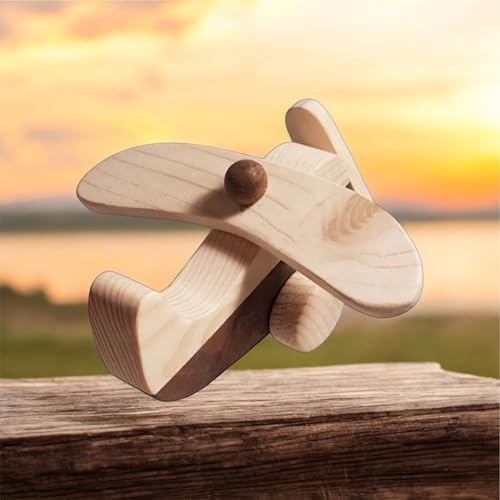Wooden Airplane Toy for Toddlers Natural Handmade