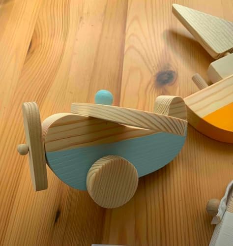 Wooden Airplane Toy Handmade Natural Wood Pull Toy for Toddlers