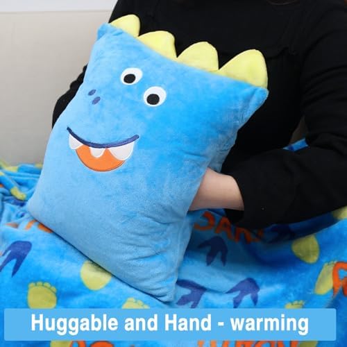 3 in 1 Dinosaur Travel Pillow and Blanket Set for Kids