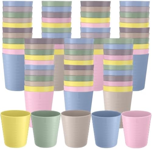 Eccliy 72 Pack Kids Plastic Cups 8 oz Reusable Unbreakable