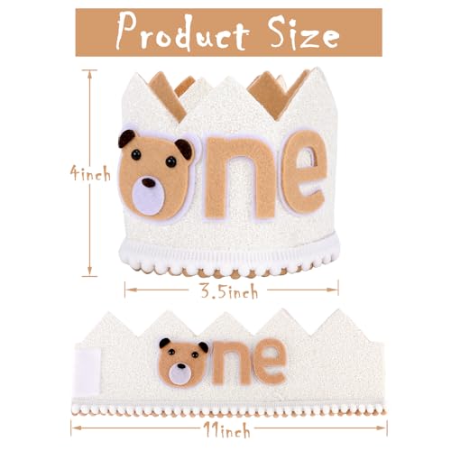 SuPoo First Birthday Bear Crown Headband 1